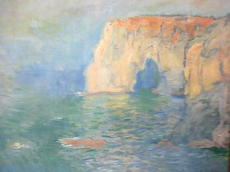 Claude Monet Étretat la Manneporte, reflets sur l'eau żródło www. commons.wikimedia.org